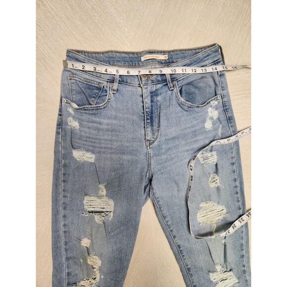 Levis 721 High Rise Skinny Jeans Women's Light Wash Distressed Denim Size 30 - Picture 4 of 8
